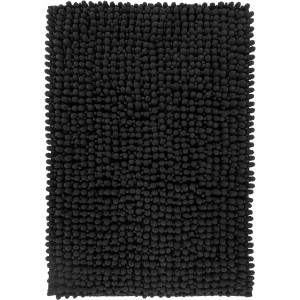 Schwarzer Lalee Badteppich Fluffy (40x60 cm) mit weichem Flor für Badezimmer.