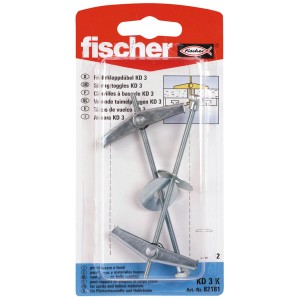 Fischer Kippdübel KD 3 K, 2 Stück, für Hohlräume und Plattenbau.