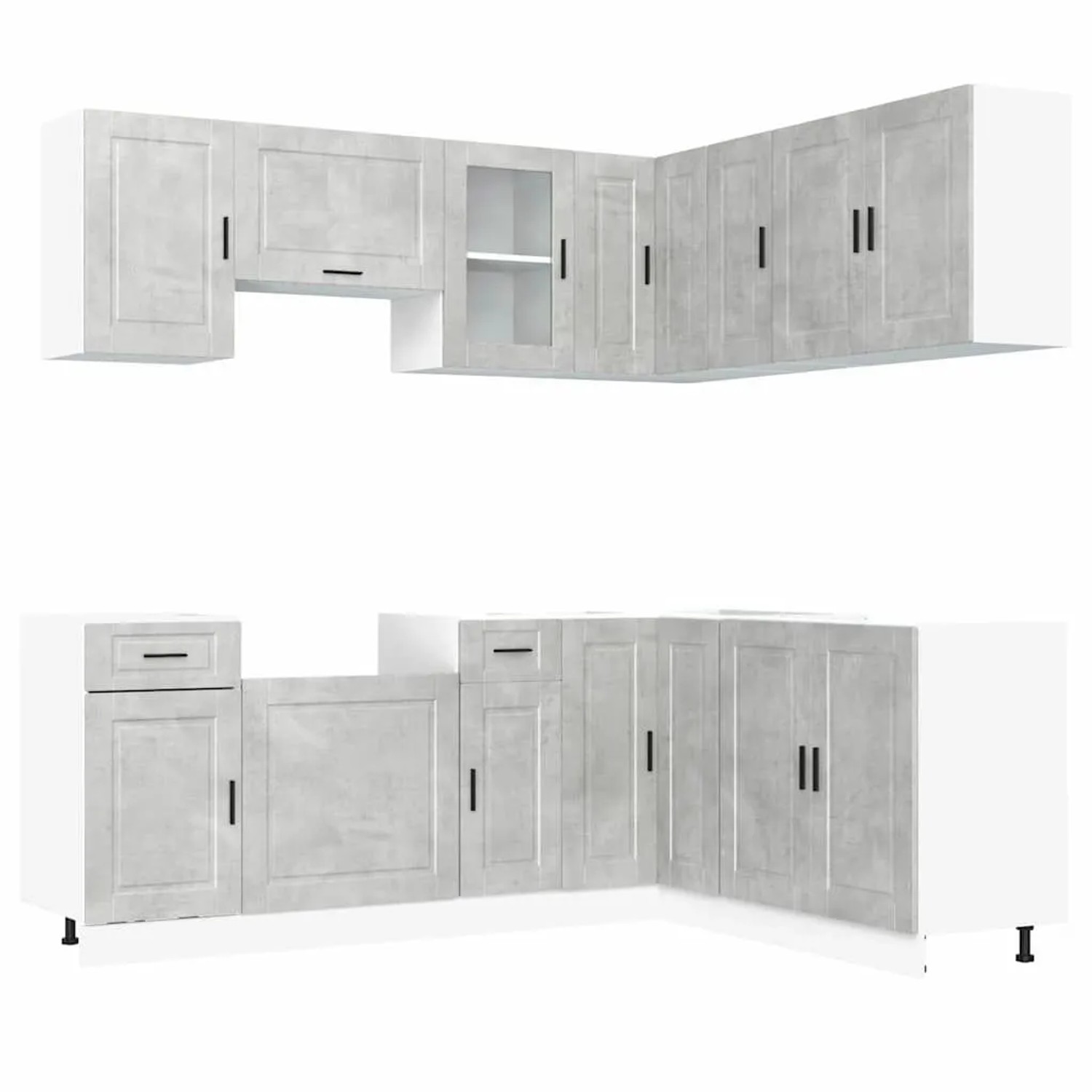 vidaXL 11 Tlg Küchenschrank-Set Porto Betongrau Holzwerkstoff 3314965