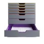 Durable Schubladenbox A4 Varicolor mit 7 Fächern in Grau und bunten Akzenten. Büro Ordnungssystem.