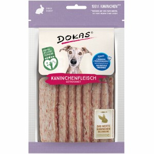 Dokas Kaninchenfleisch getrocknet, 70g Packung Hunde-Snack. Natürliche Belohnung für Hunde.