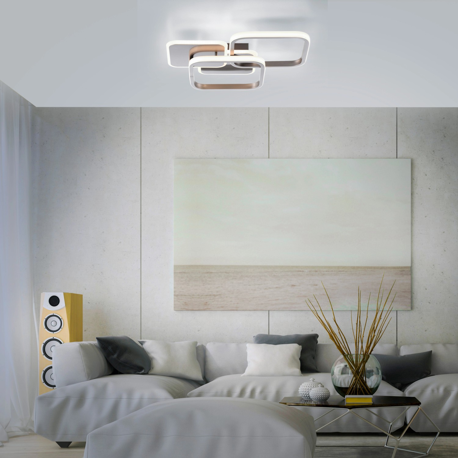 Moderne LED-Deckenleuchte Sevent von Just Light aus Stahl, 8,7x39,4 cm. Wandlampe mit warmweißem Licht.