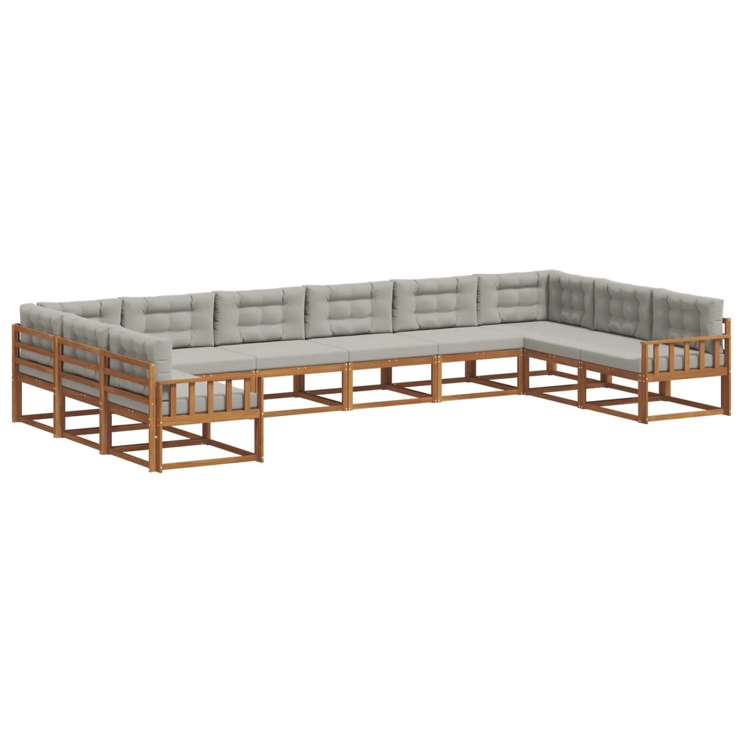 vidaXL Outdoor-Sofagarnitur mit Kissen 10-Tlg Natur und Hellgrau 3368234