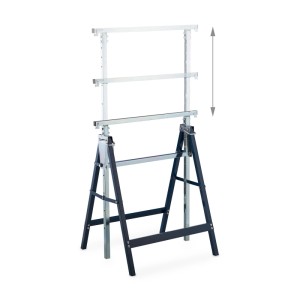 Relaxdays Gerüstbock 2er Set Stahl Blau Silber Höhenverstellbar 130 cm x 68,5 cm x 58 cm 4,6 kg