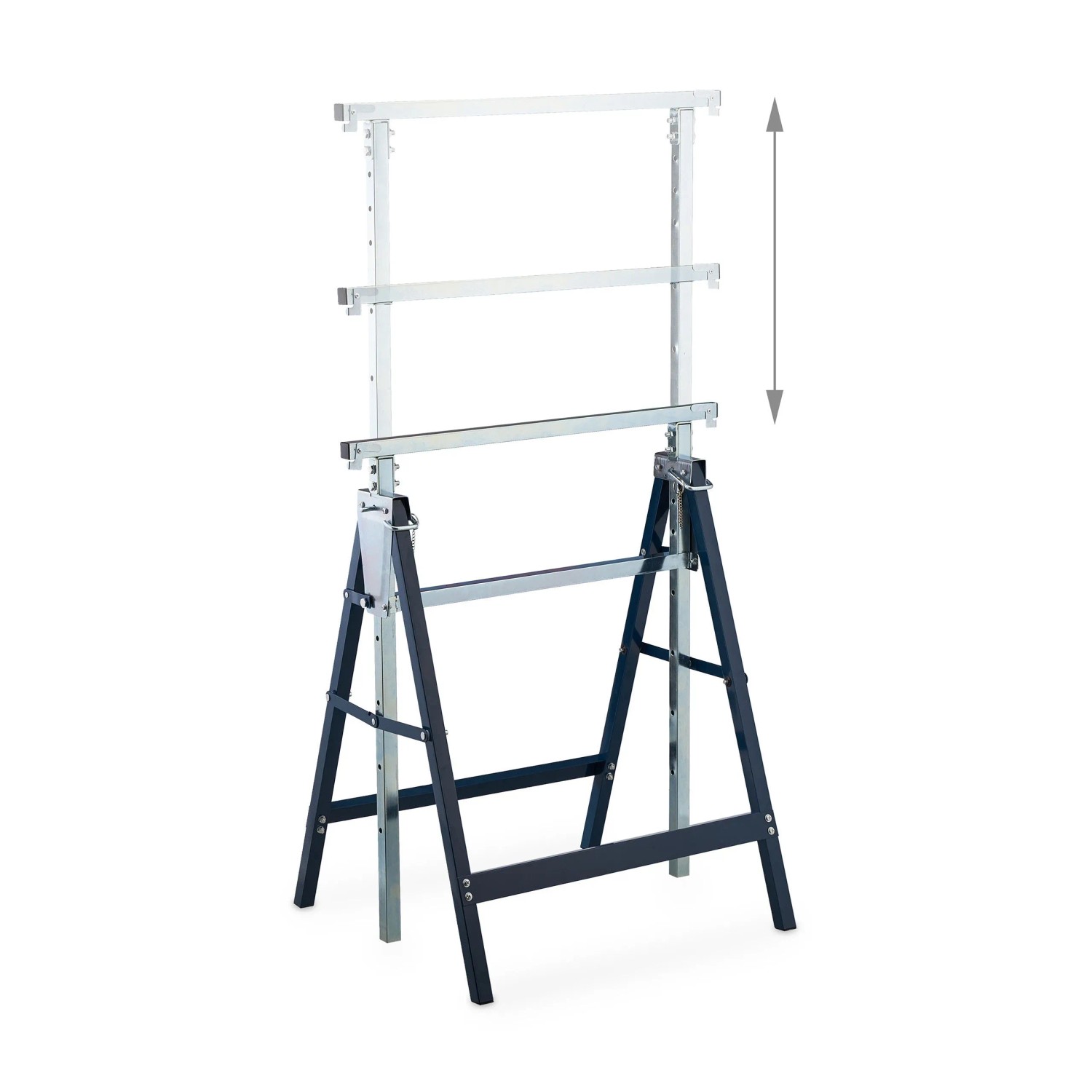 Relaxdays Gerüstbock 2er Set Stahl Blau Silber Höhenverstellbar 130 cm x 68,5 cm x 58 cm 4,6 kg