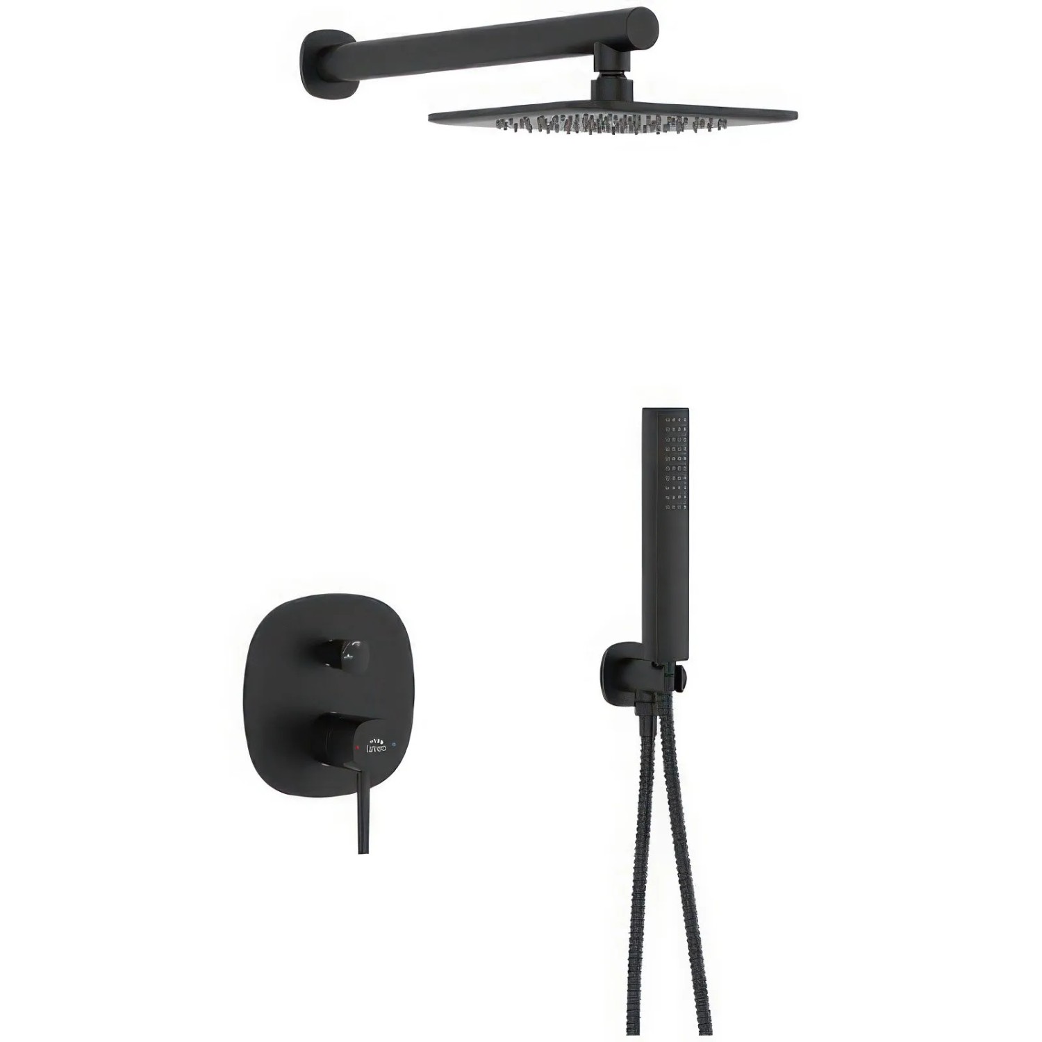 KOLMAN Komplettes Duschsystem Unterputz Armatur Wasserhahn mit Kopfbrause in Schwarz