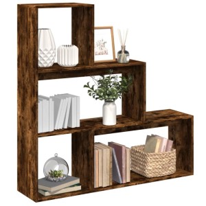 vidaXL Raumteiler-Bücherregal 3 Stufen Räuchereiche 123x29x123 cm 857989