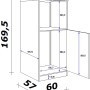 Technische Zeichnung: Flex-Well Exclusiv Demi-Geräteumbauschrank Lara, 60 cm, Maße und Details.