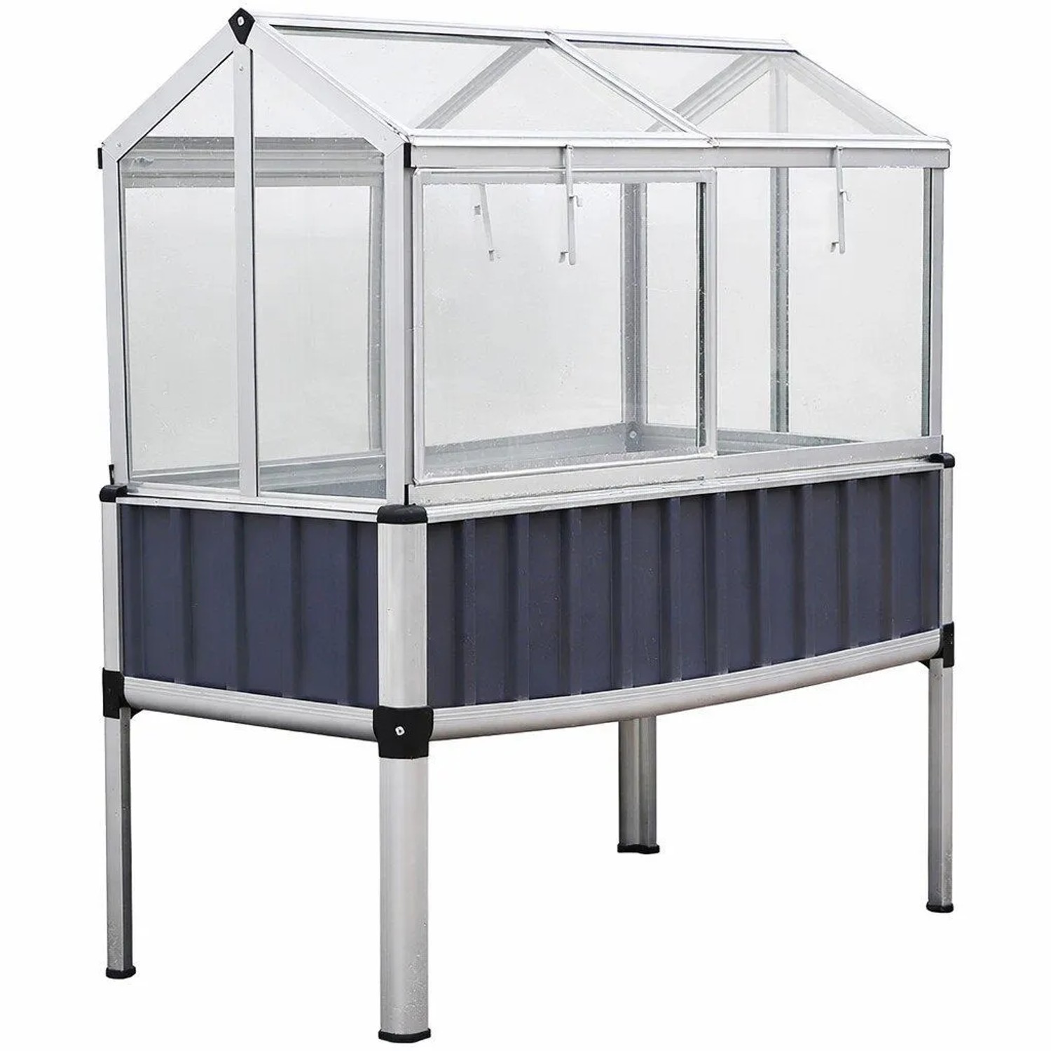 TTL GARDEN Hochbeet Gewächshaus SUPERIOR 128×114×60 cm – Metall Hochbeet Mit Frühbeet Aufsatz Für Kräuter Gemüse