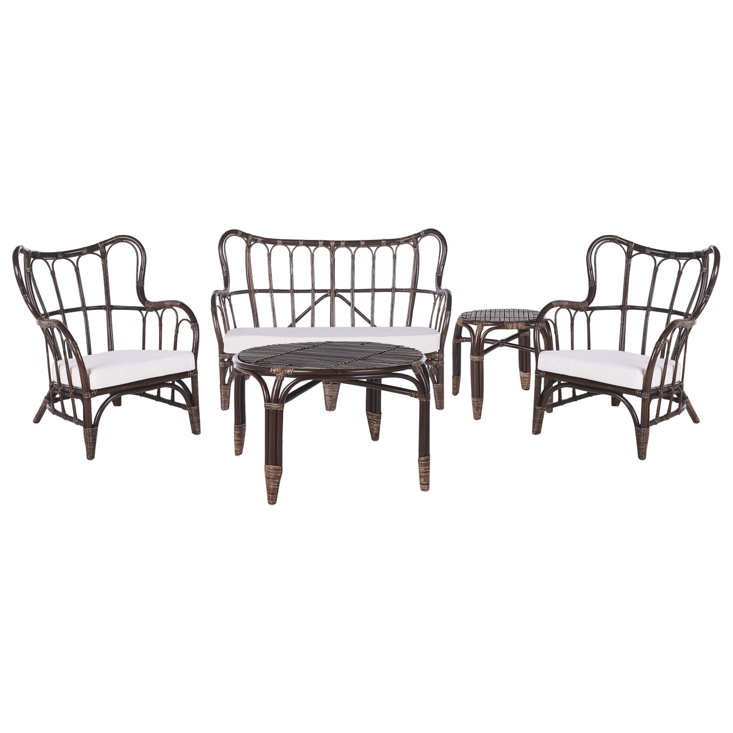 Beliani Sitzgruppe BRINDISI Dunkelbraun 68x119x78