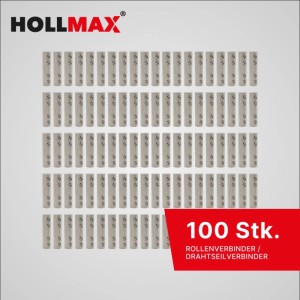 100 HOLLMAX Edelstahl Staketenzaun Rollenverbinder/Drahtseilverbinder für Seile & Drähte Ø 3-6 mm, mit 4 Madenschrauben.