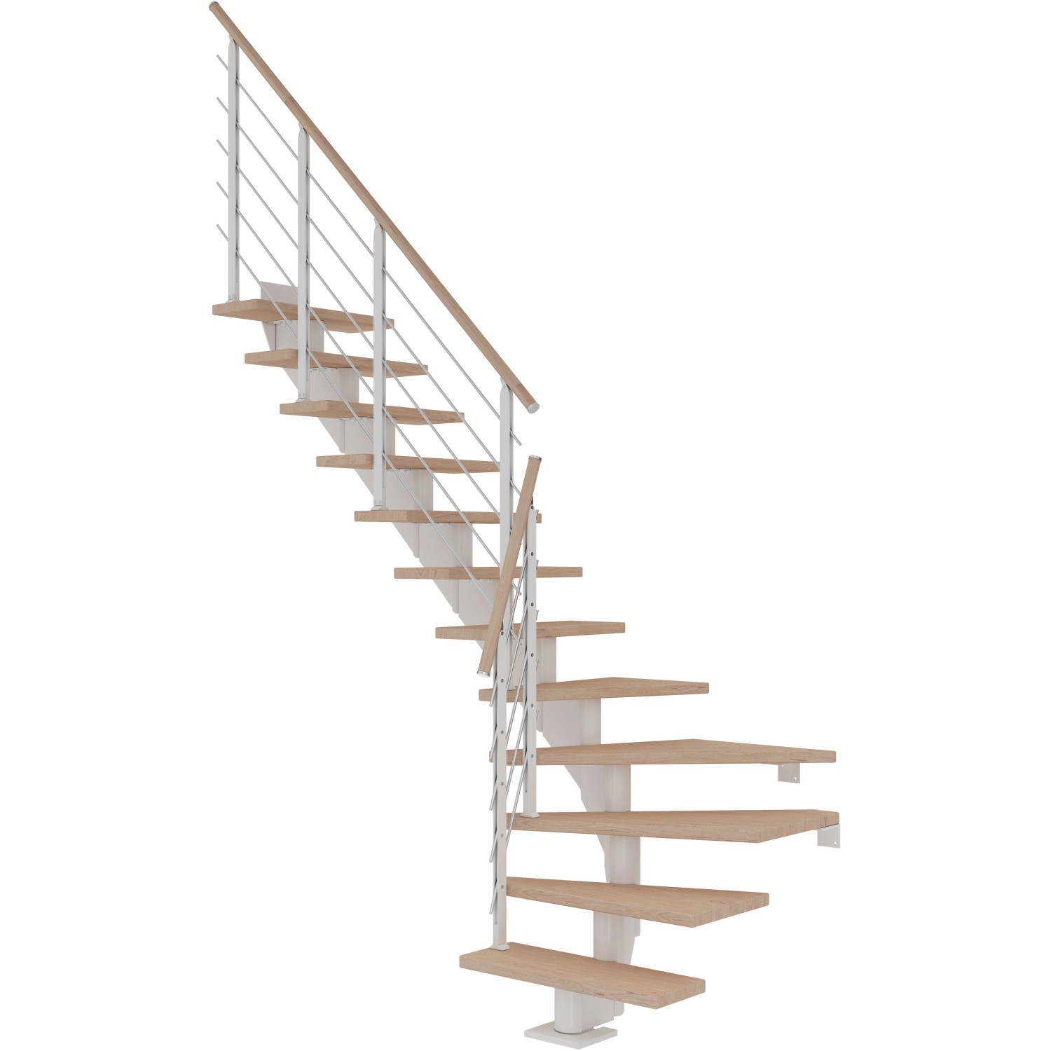 Dolle Mittelholmtreppe Hamburg Eiche Weiß GH bis 258 cm 1/4 Gewendelt 85 cm günstig online kaufen