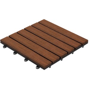 Florco Echtholz-Klickfliese Thermo-Esche, 30x30cm, braune Terrassenplatte mit Klicksystem.