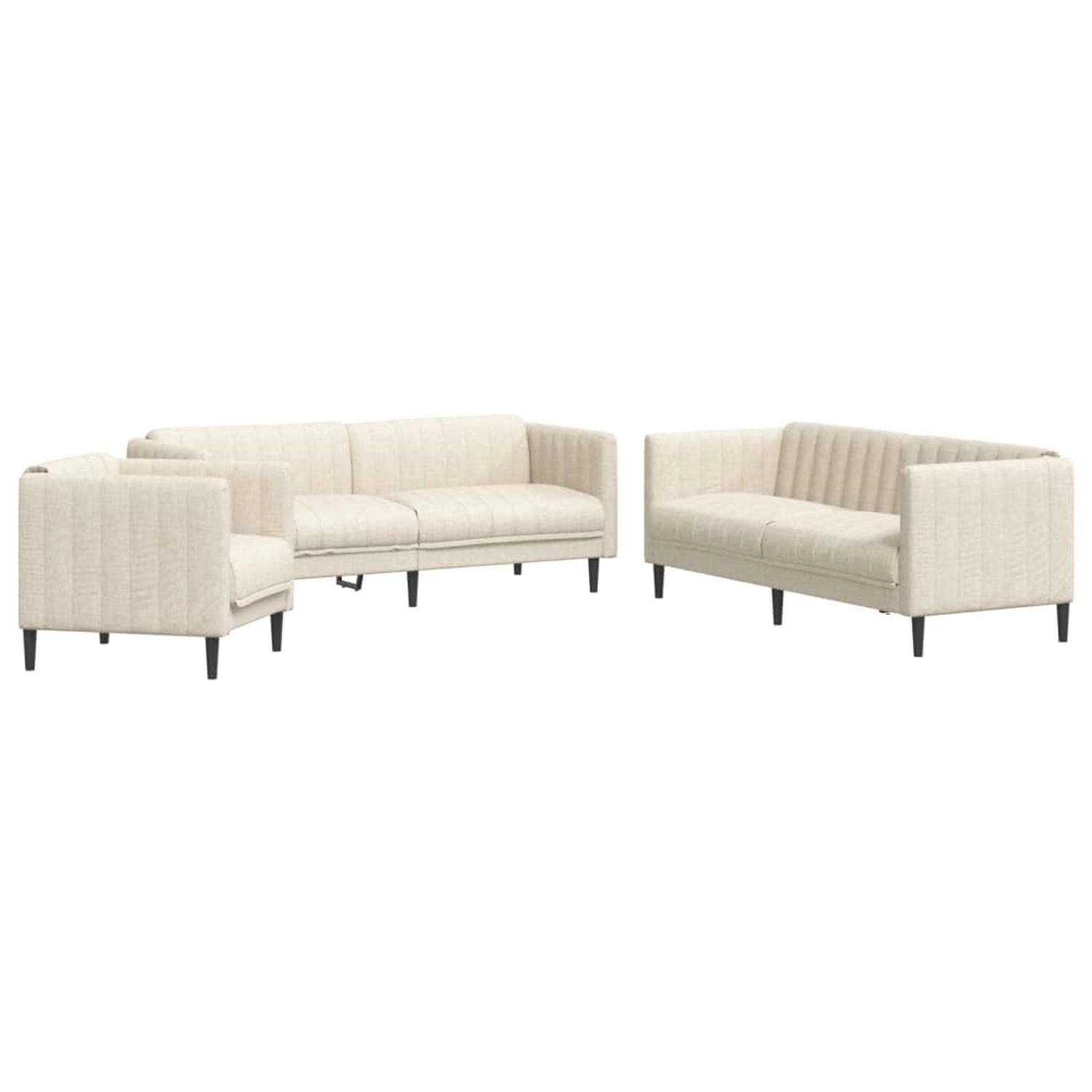 vidaXL 3-Tlg Sofagarnitur Creme Stoff 3209236 günstig online kaufen