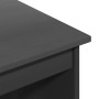 Detailansicht: Grauer vidaXL Schreibtisch aus Kiefernholz, robuste Bauweise.