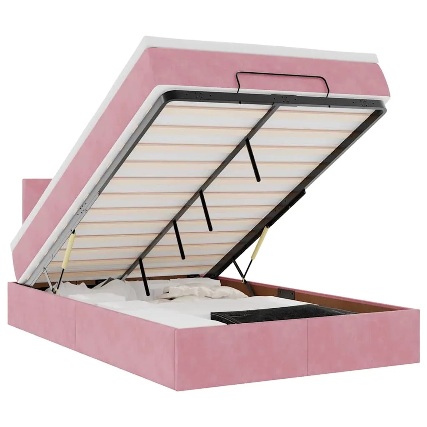 vidaXL Ottoman-Bett mit Matratze & LEDs Rosa 120x200 cm Samt 3312547