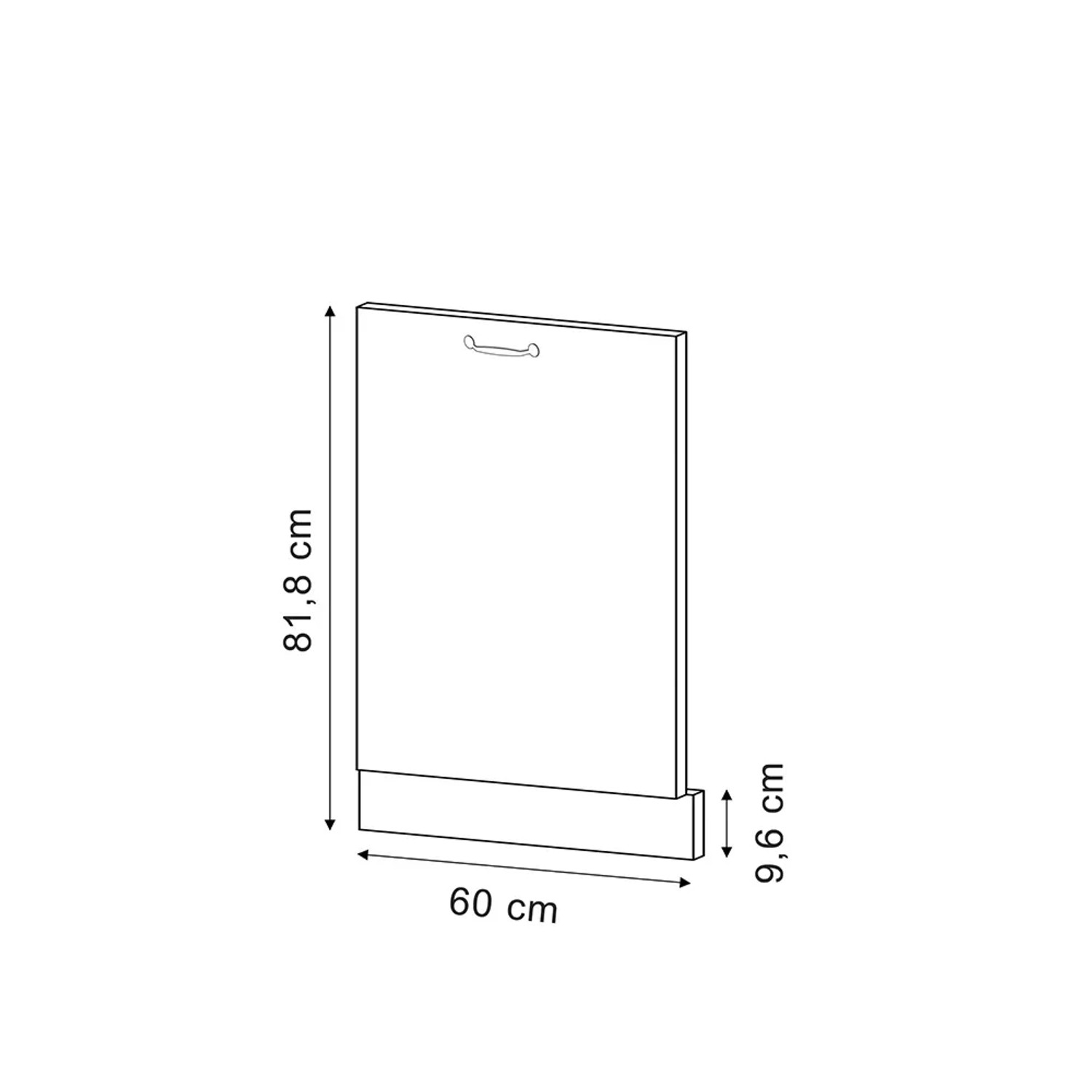Vicco Geschirrspülblende R-Line, Schwarz Beton, 60 cm, Küchenschrank Front ohne Arbeitsplatte.