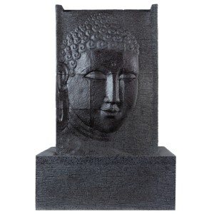 Intergarden Zimmerbrunnen: Buddha Wasserspiel mit LED Beleuchtung, 100cm hoch.