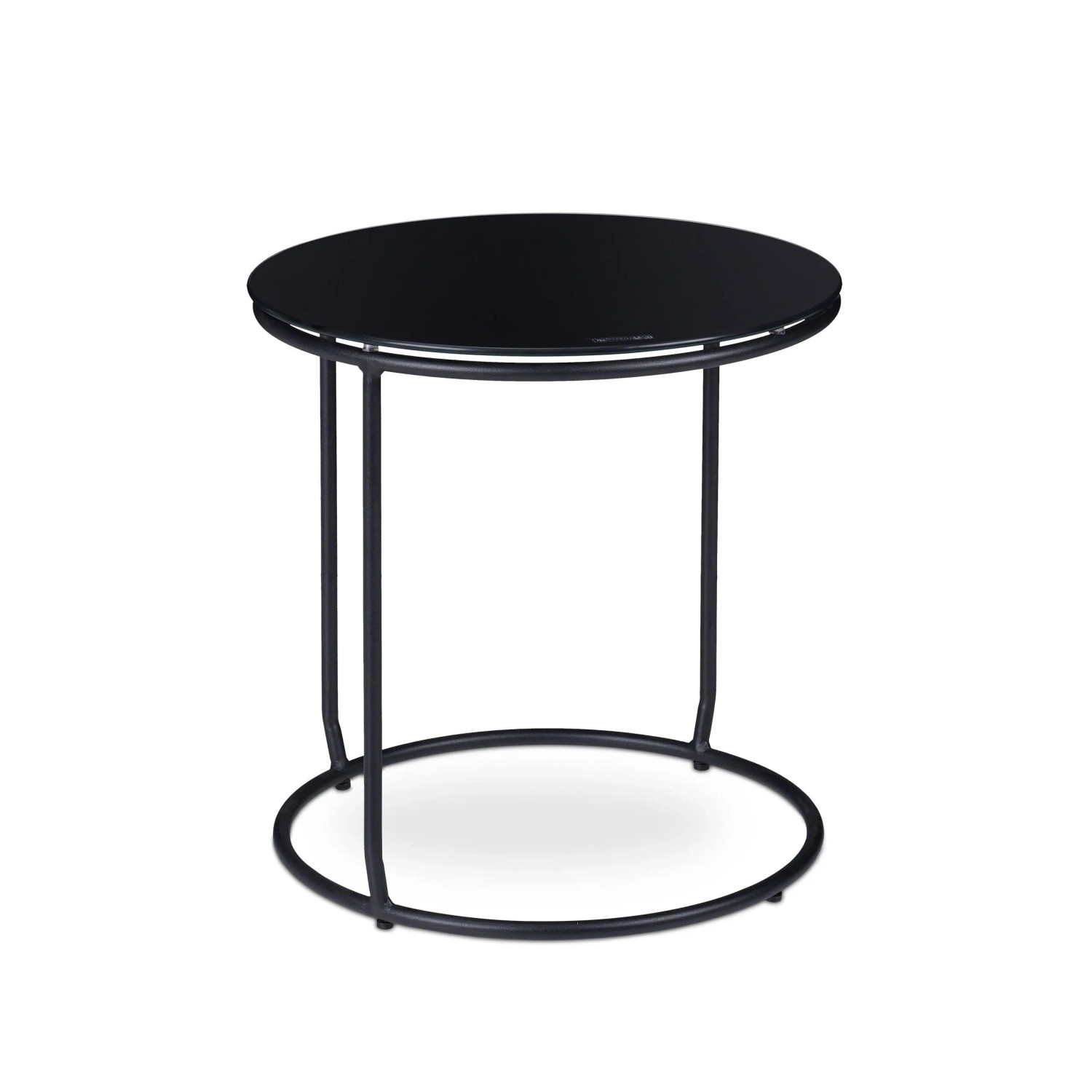 Relaxdays Beistelltisch mit Hocker Metall Schwarz Platzsparend 40 cm x 40 cm