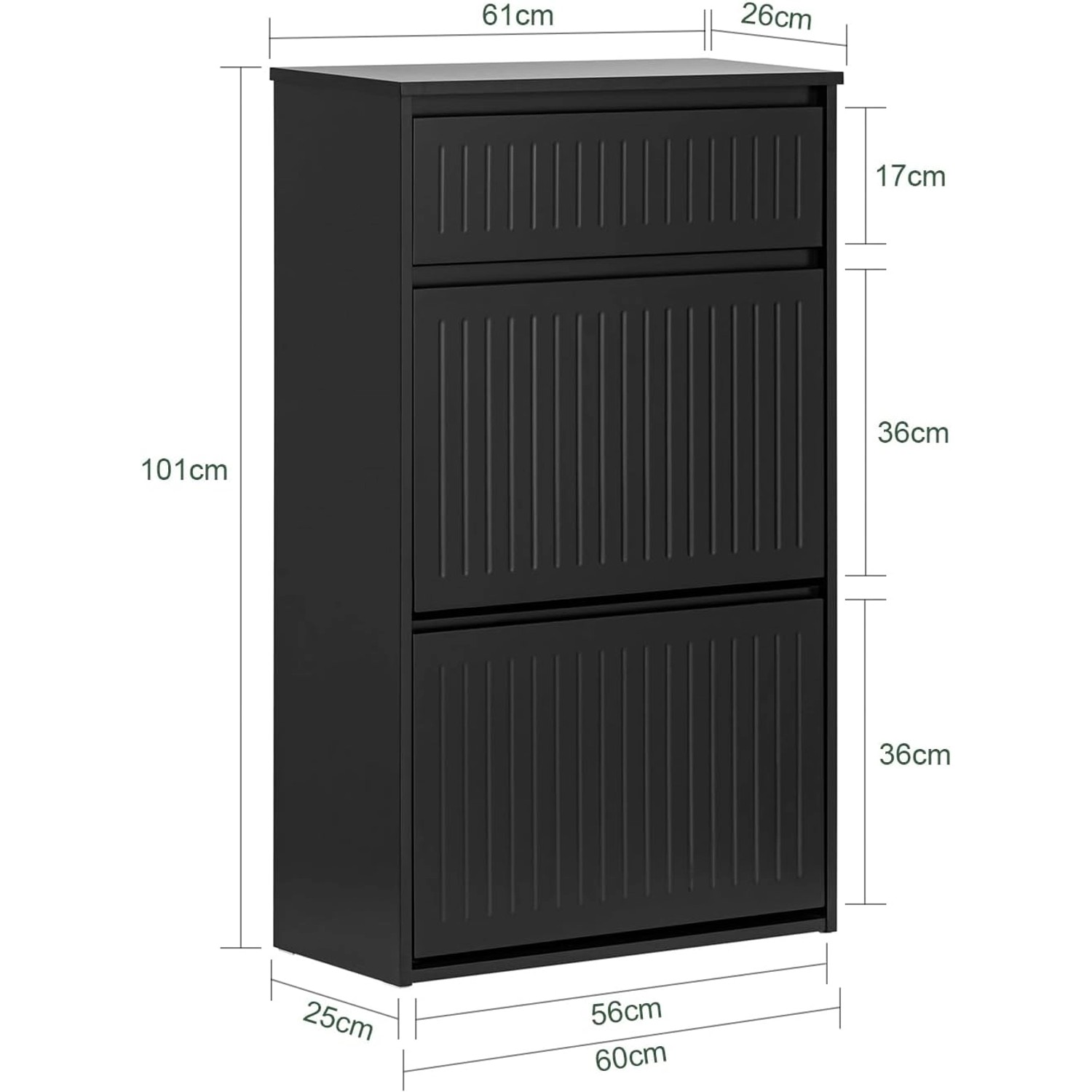 Schwarzer SoBuy Schuhkipper FSR165-SCH mit 2 Klappen und Schublade. Schuhkommode für den Flur.