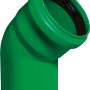 Grünes Kanalgrundrohr DN 125 mit 67 Grad Bogen für Abwasserleitungen.