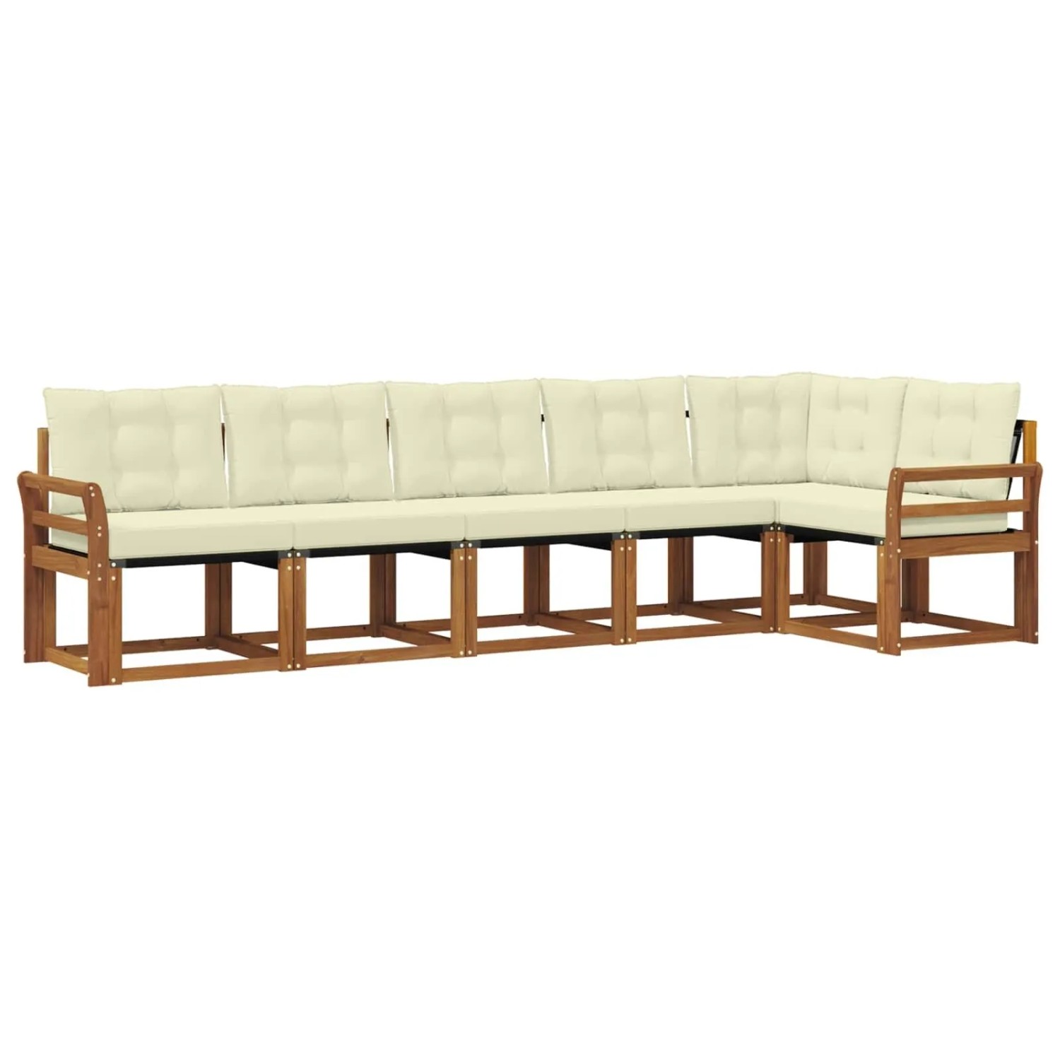 vidaXL Outdoor-Sofagarnitur mit Kissen 6-Tlg Natur und Creme 3368713
