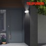 Weiße Telefunken LED Außenleuchte Monaco (2x6W) an einer Hauswand.