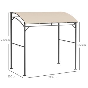 Outsunny GrillPavillon Metall Polyester Beige Schwarz 215B x 150T x 182/220H cm