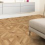 Verlegtes, wasserresistentes Laminat Masterfloor AQUAline Eiche Milano Reale im Wohnraum.