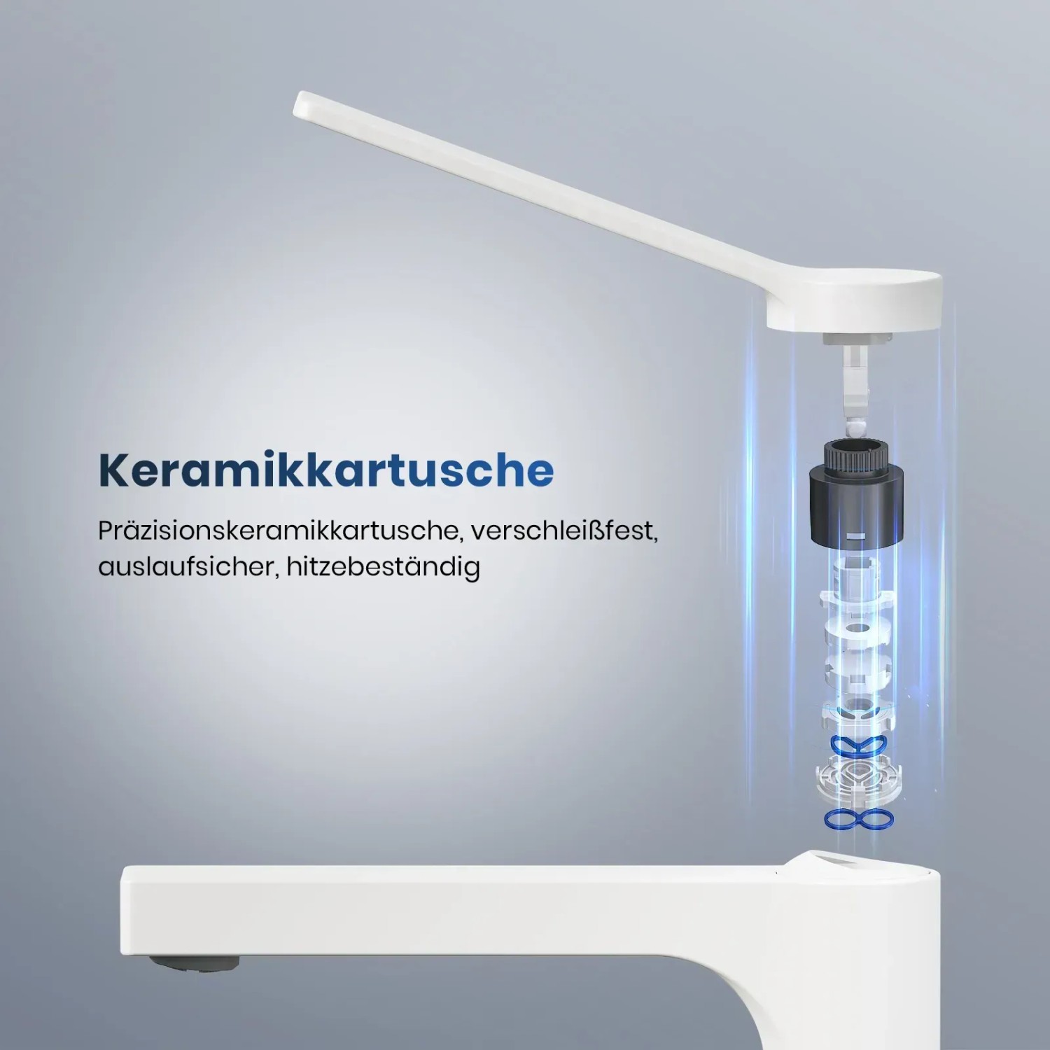 Emke Wasserhahn Waschbeckenarmaturen 335 x 233 x 46 mm Weiß Mischbatterie Küchenarmatur mit Luftsprudler_7