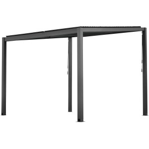 Floraworld Pergola mit Lamellendach, 300x300 cm, Anthrazit. Terrassenüberdachung aus Aluminium.