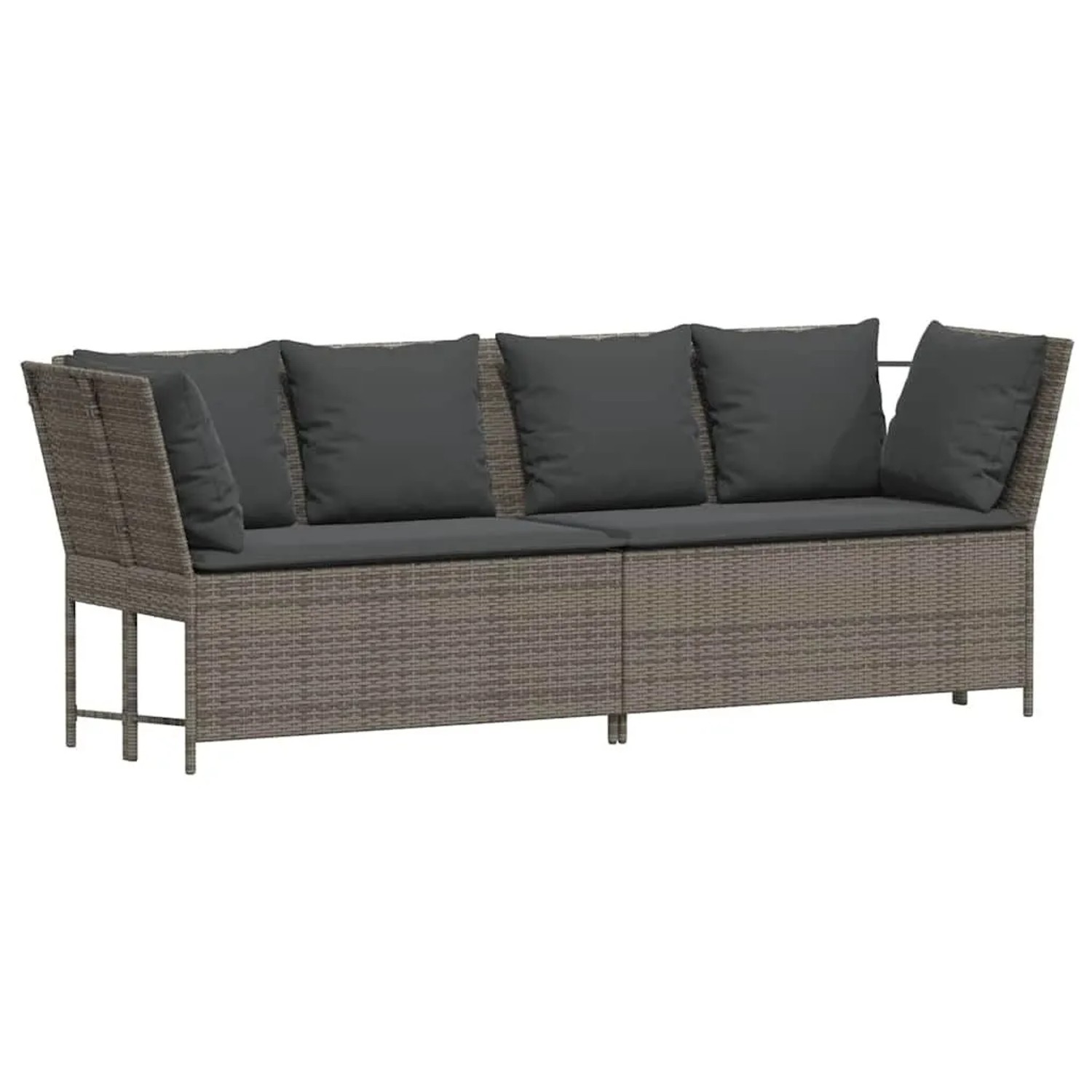 vidaXL Gartensofa mit Kissen Grau Poly Rattan 4104124 günstig online kaufen