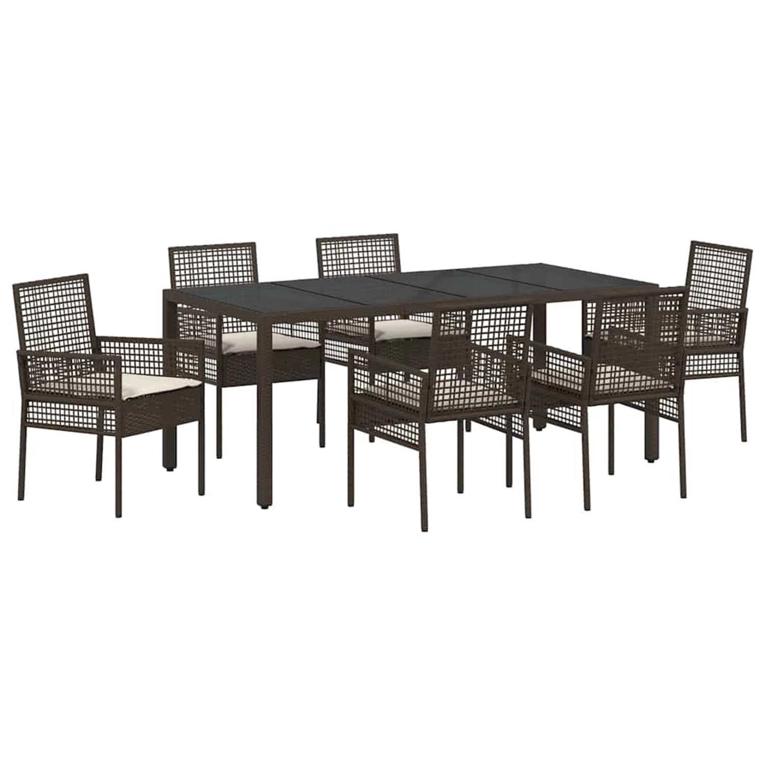 vidaXL Garten Essgruppe 7-Tlg Braun Poly Rattan 3334867 günstig online kaufen
