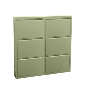 ebuy24 Pisa Schuhschrank mit 6 Klappen, Metall Grün, fertig montiert.