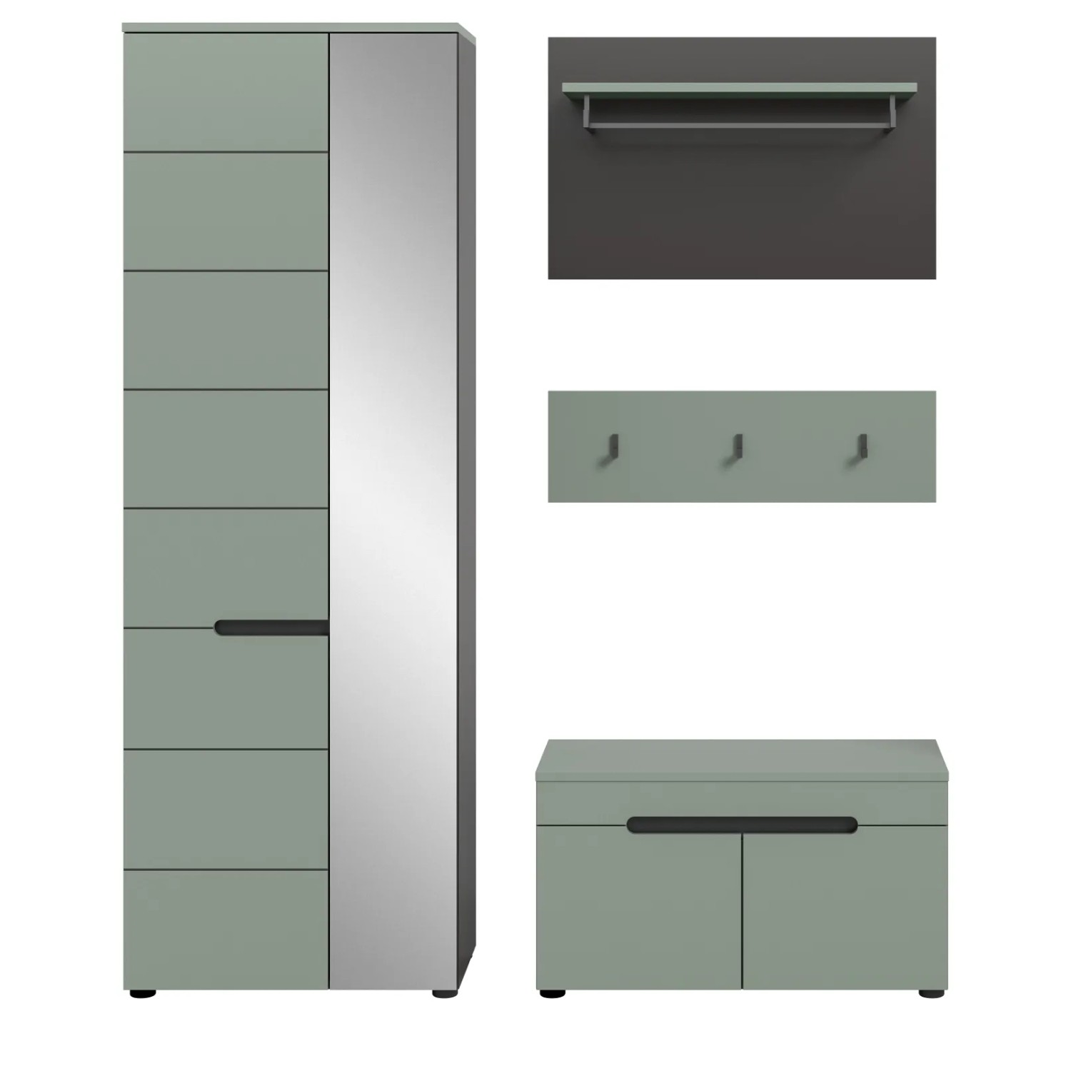 Inn.Furn Garderoben-Set 4-teilig in Salbei und Grau 160 cm Cooper_8