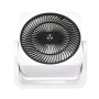 Weißer CASAFAN Tischventilator Airos Circubox mit schwarzem Schutzgitter.