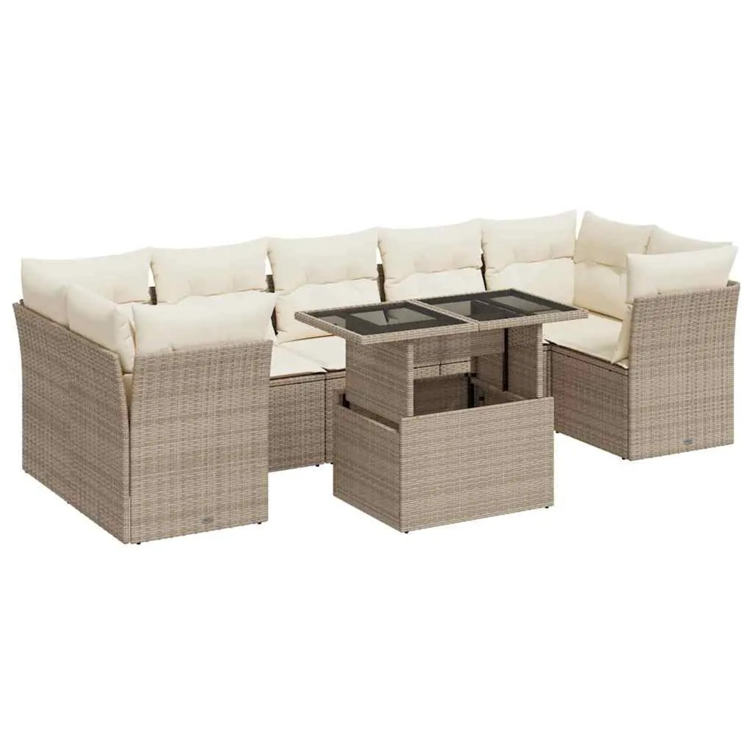 vidaXL 8-Tlg Garten-Sofagarnitur mit Kissen Beige Poly Rattan 3326119 günstig online kaufen
