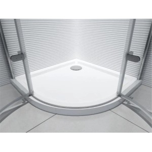 Glaszentrum Hagen Duschkabine Poseidon 90x90 mit Duschtasse, Viertelkreis, Klarglas und Alu-Profilen.