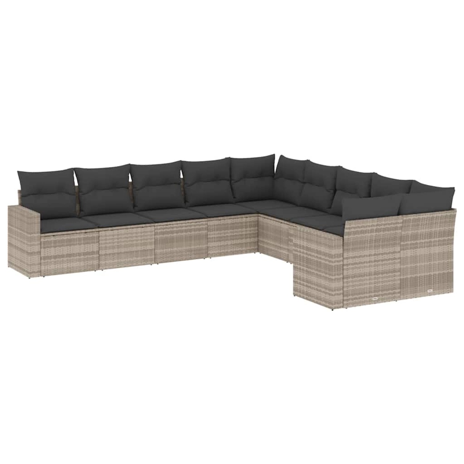 vidaXL 10-Tlg Garten-Sofagarnitur mit Kissen Hellgrau Poly Rattan 3219502 günstig online kaufen