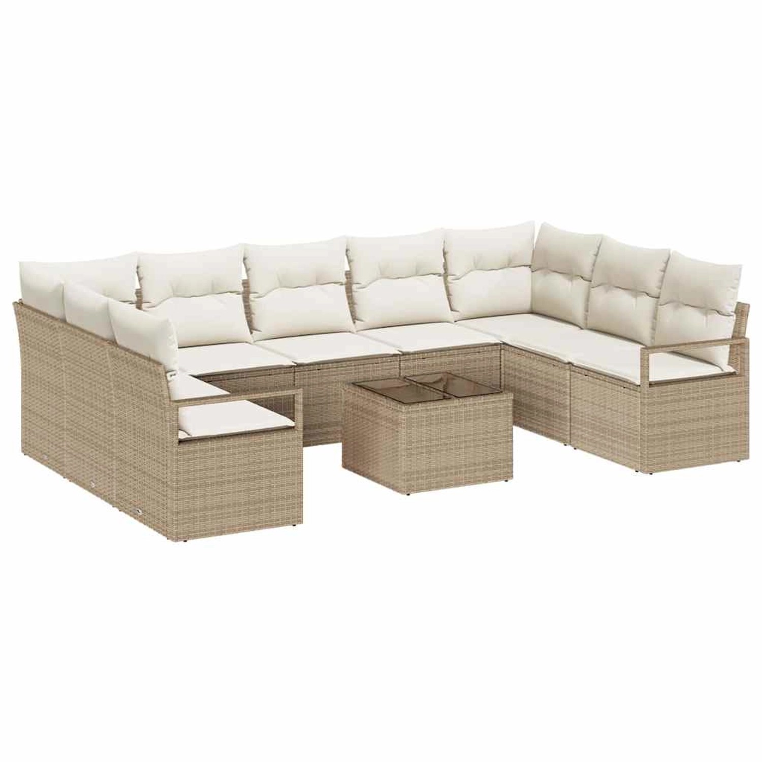 vidaXL Garten-Sofa-Set 10-Tlg Beige Poly Rattan 3346551 günstig online kaufen