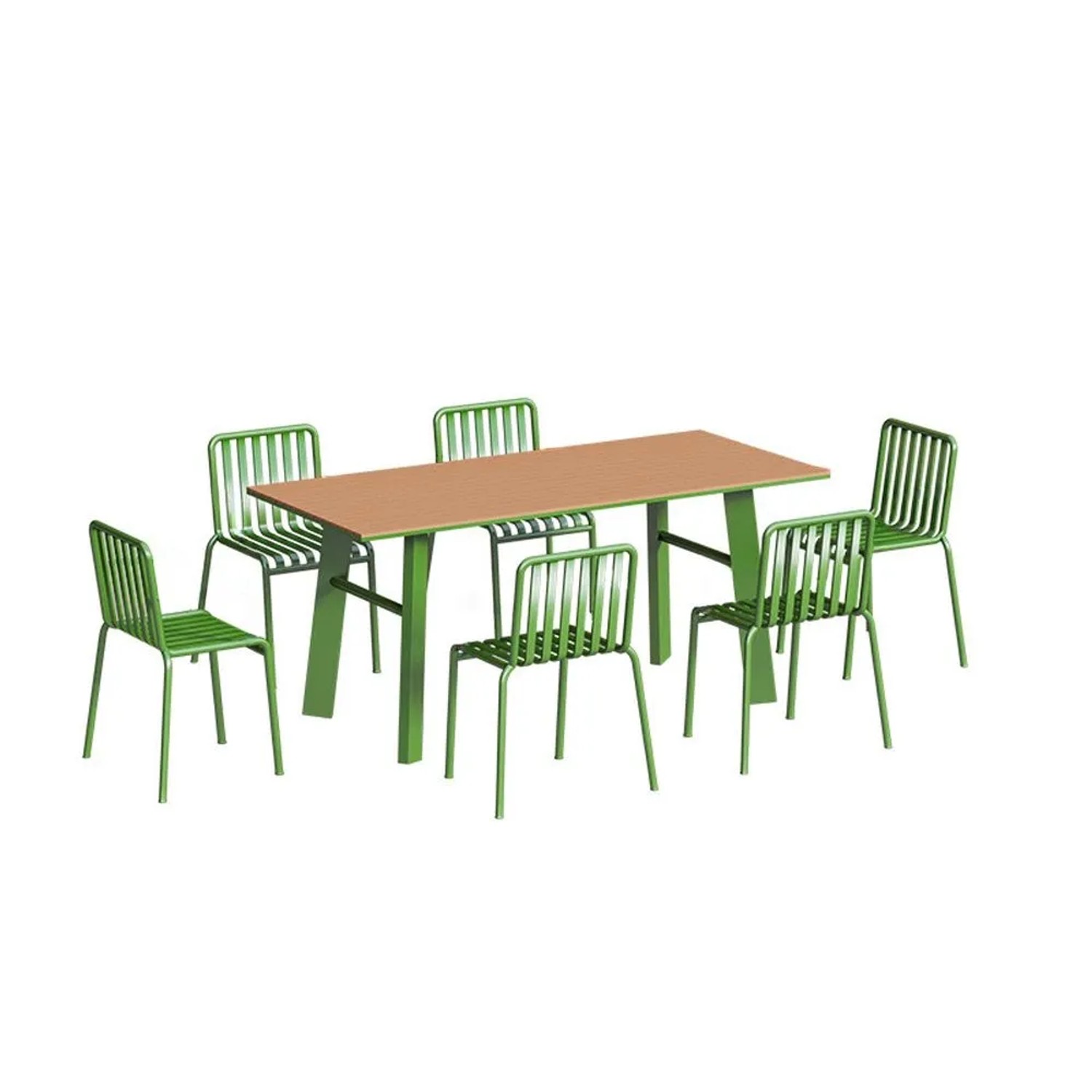 360Home Gartenmöbel Set 7 Teilig Grün Esstisch 160 CM Mit 6 Stühlen YZLY6