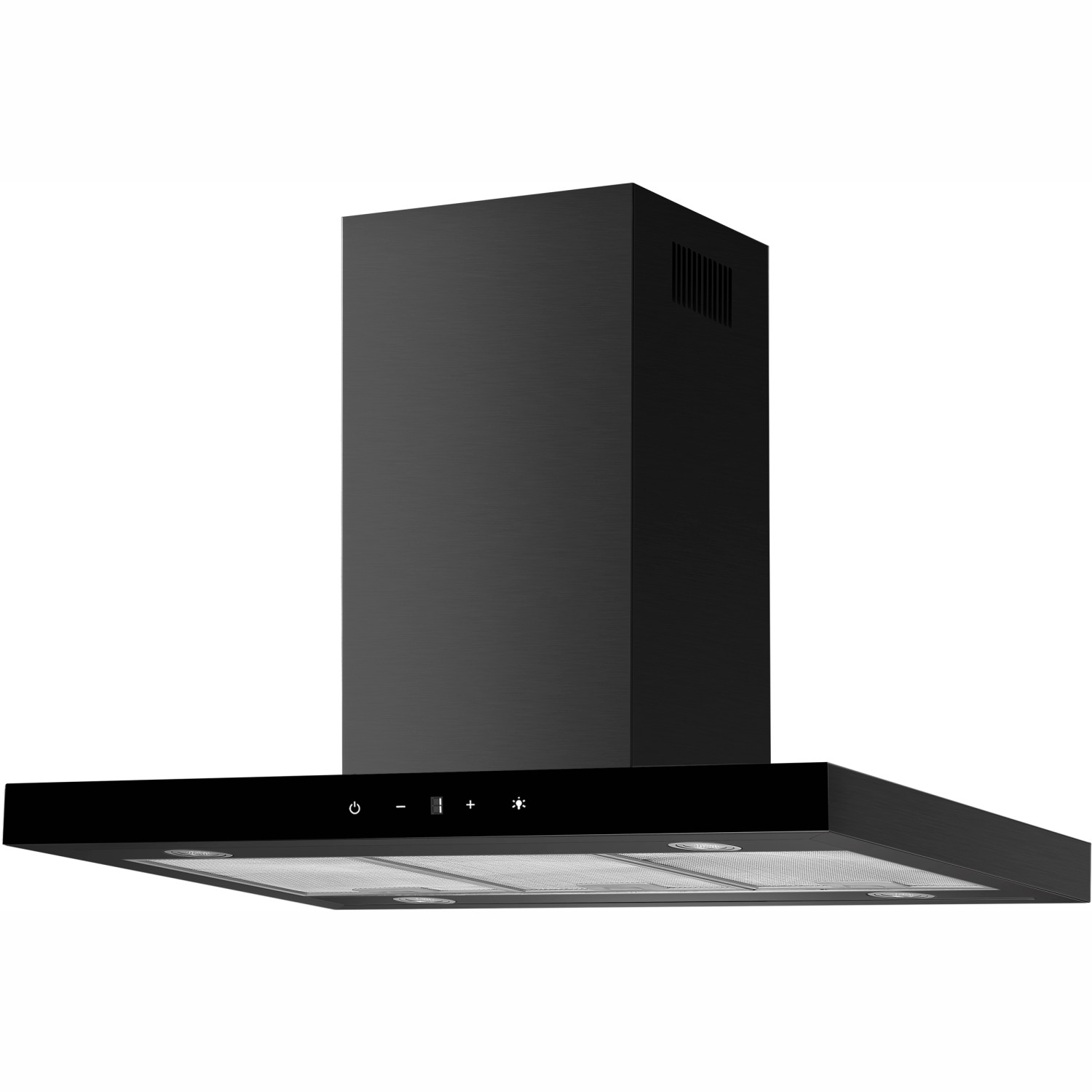 Respekta Inselhaube Cara Schwarz matt mit Glasfront 90 cm