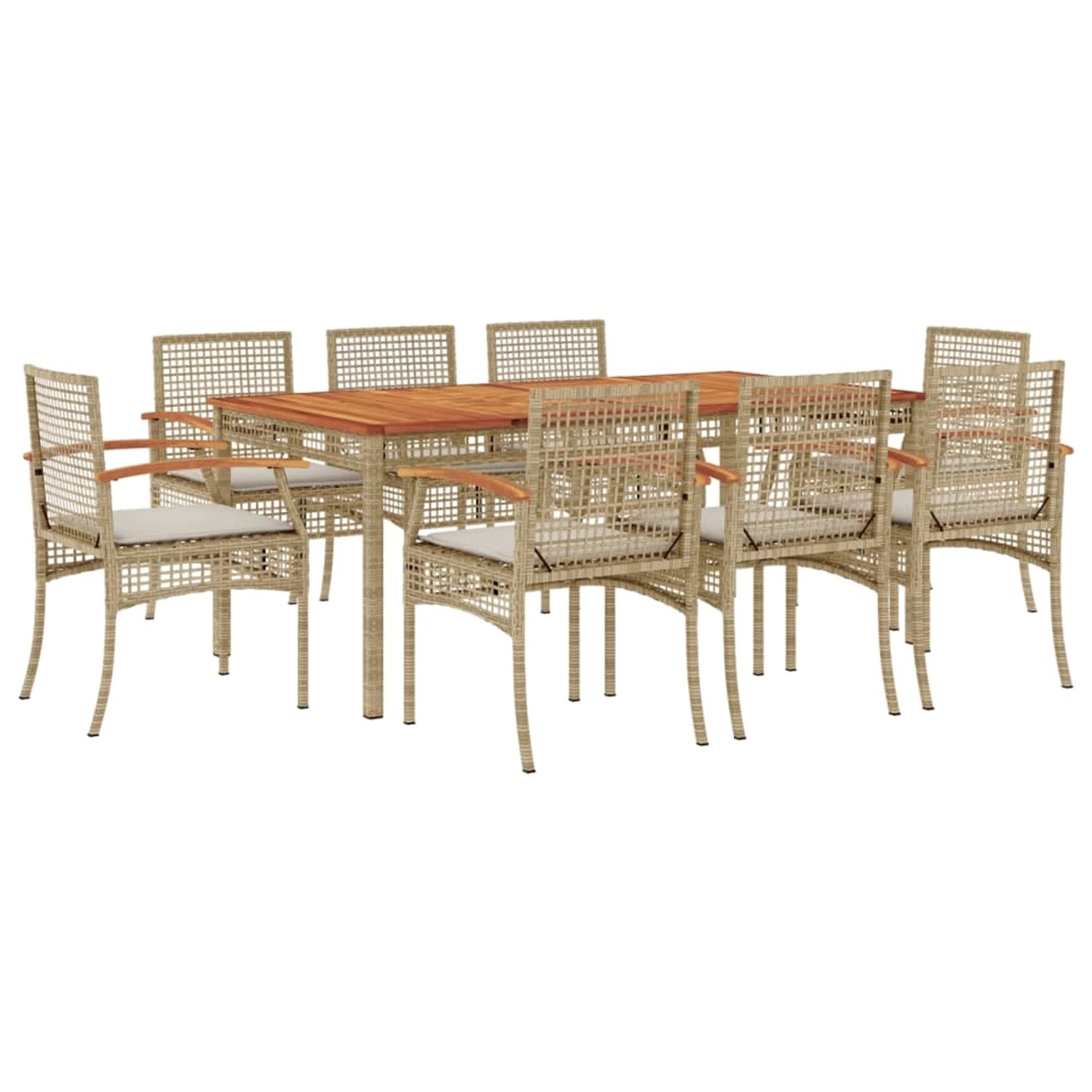 vidaXL 9-Tlg Garten-Essgruppe mit Kissen Beige Poly Rattan 3213583 günstig online kaufen