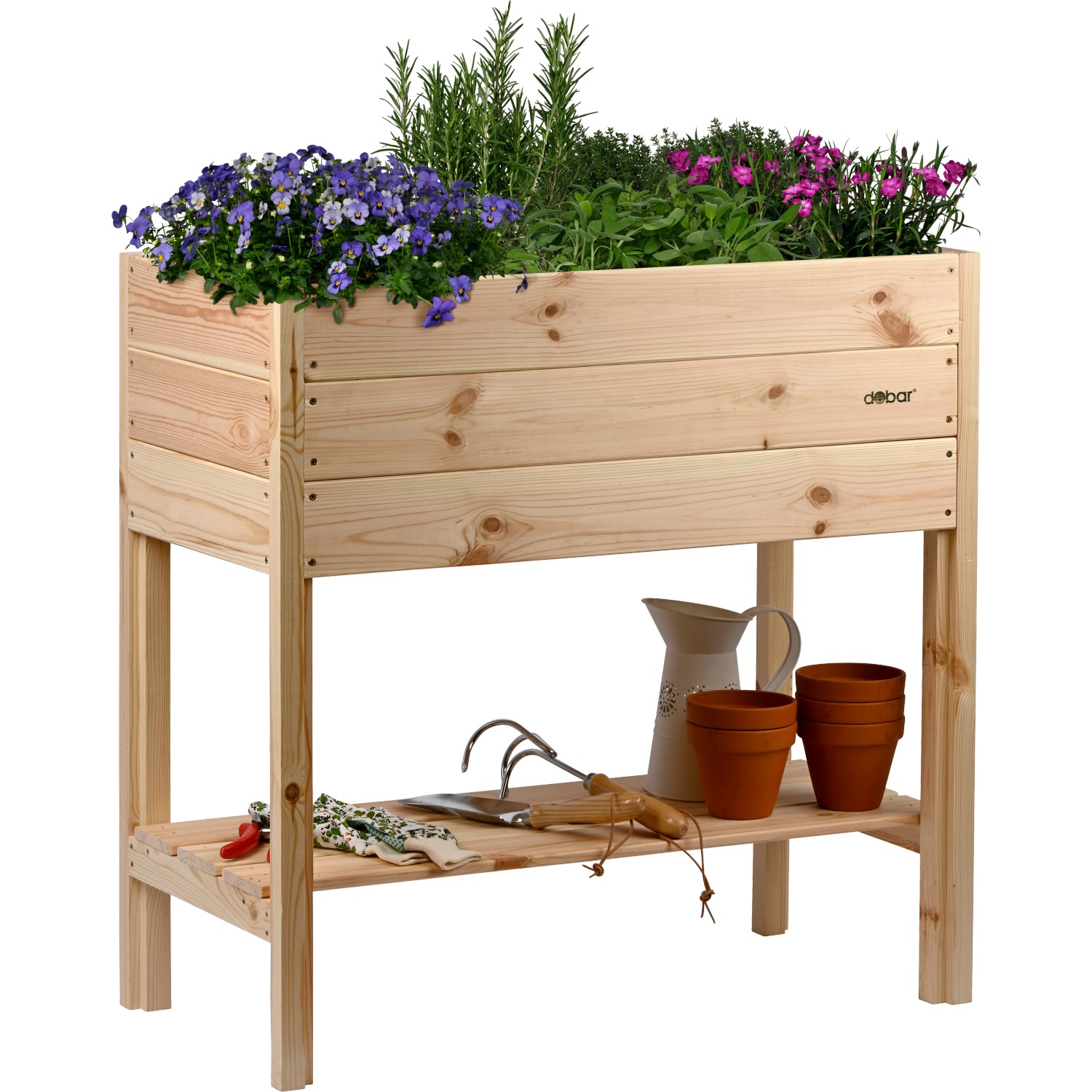 Dobar Hochbeet Florenz 78 cm x 77,5 cm x 38,5 cm Kiefer Roh