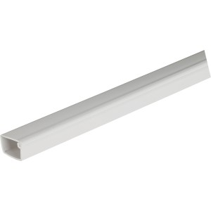 Weißer Mini-Kabelkanal, 15x10 mm, 2 m lang, zur Kabelverlegung.