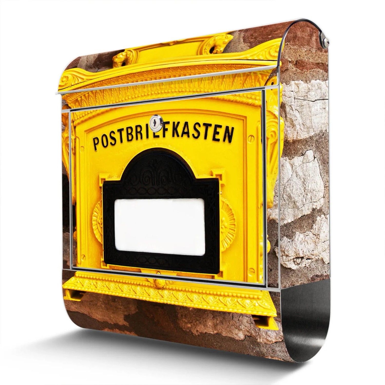 Banjado Briefkasten Edelstahl 38x43x12.5cm Rostfrei Mit Zeitungsfach Mit Motiv Motiv Wt Historischer Postkasten
