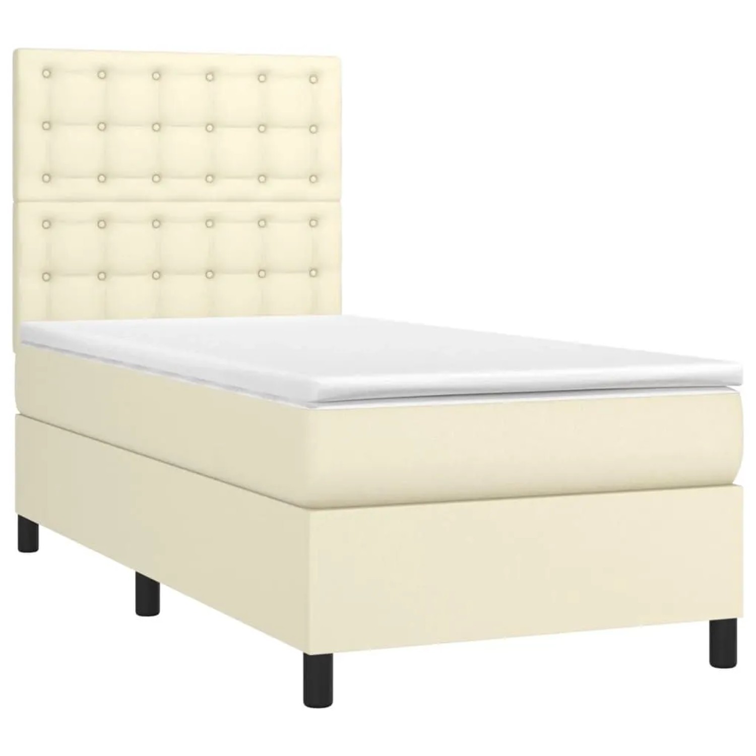 vidaXL Boxspringbett mit Matratze Creme 90x190 cm Kunstleder 3142817
