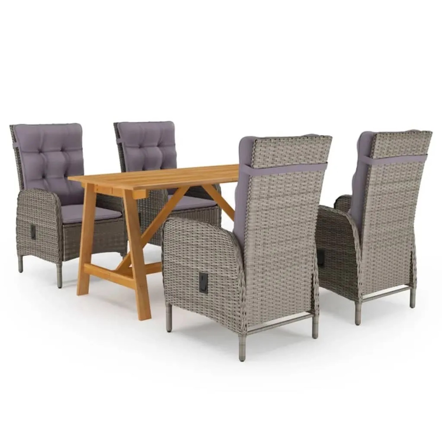 vidaXL 5-Tlg Garten-Essgruppe Grau 3068741