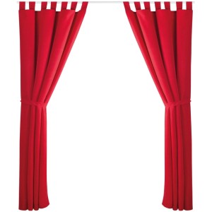 2er Set rote Dekoschals mit Schlaufe, Raffhalter und Haken, 140x225 cm. Blickdichte Fenstervorhänge.