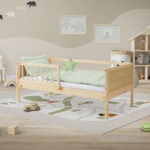 ML-Design Kinderbett 70x140 cm aus Kiefernholz mit Rausfallschutz und Lattenrost.